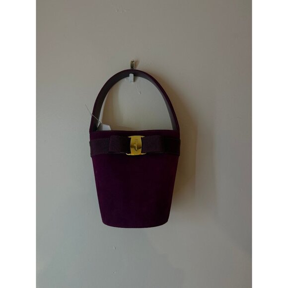 Ferragamo Dark Pink/Mauve Bucket Bag W/ Bow - Picture 1 of 4